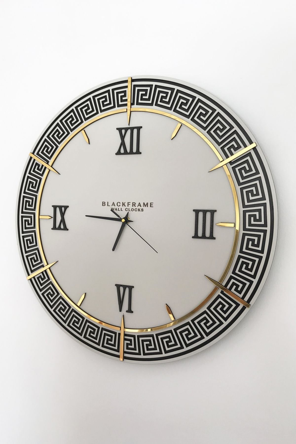 Blackframe Lounge Style Light Gray & Gold Wall Clock - 50x50cm 3