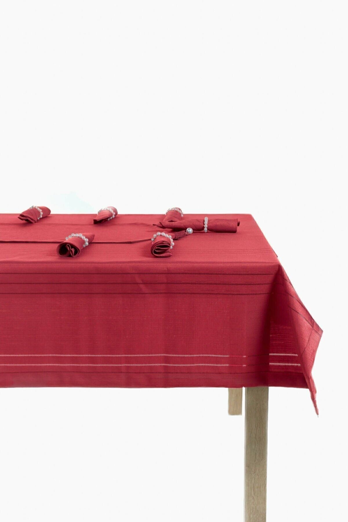 Çeyiz Sokağı Colber Tablecloth Red Dining Set 2