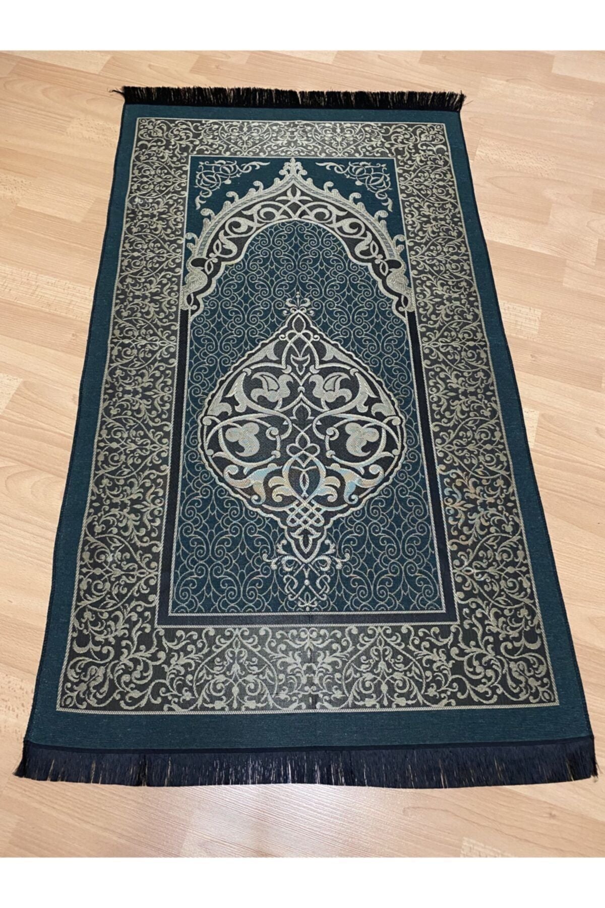 AYHANHOME Patterned Fringed Gift Tafta Green Prayer Rug 1