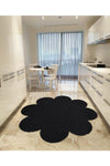 Balat Halı Decorative Black Non-Slip Base Plush Daisy Carpet 1