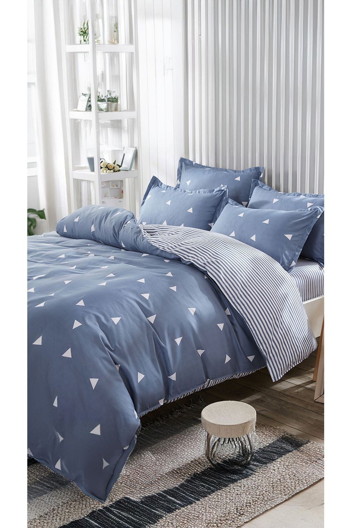 Eponj Home Mature Duvet Cover Set Double Triangle K. Cloud Blue 2