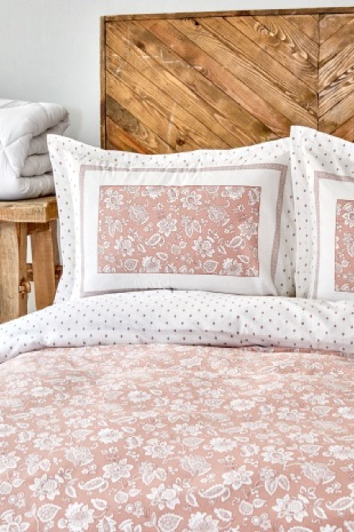 Karaca Home Celerina Pink 100% Cotton Double Fitted Duvet Set 3