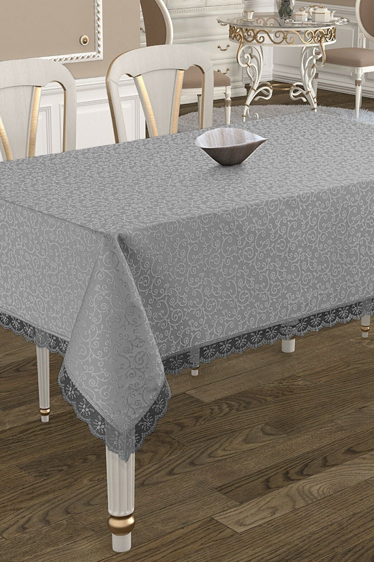 WENESSİ Kdk French Lace Stain-Resistant Tablecloth (Cream) 1