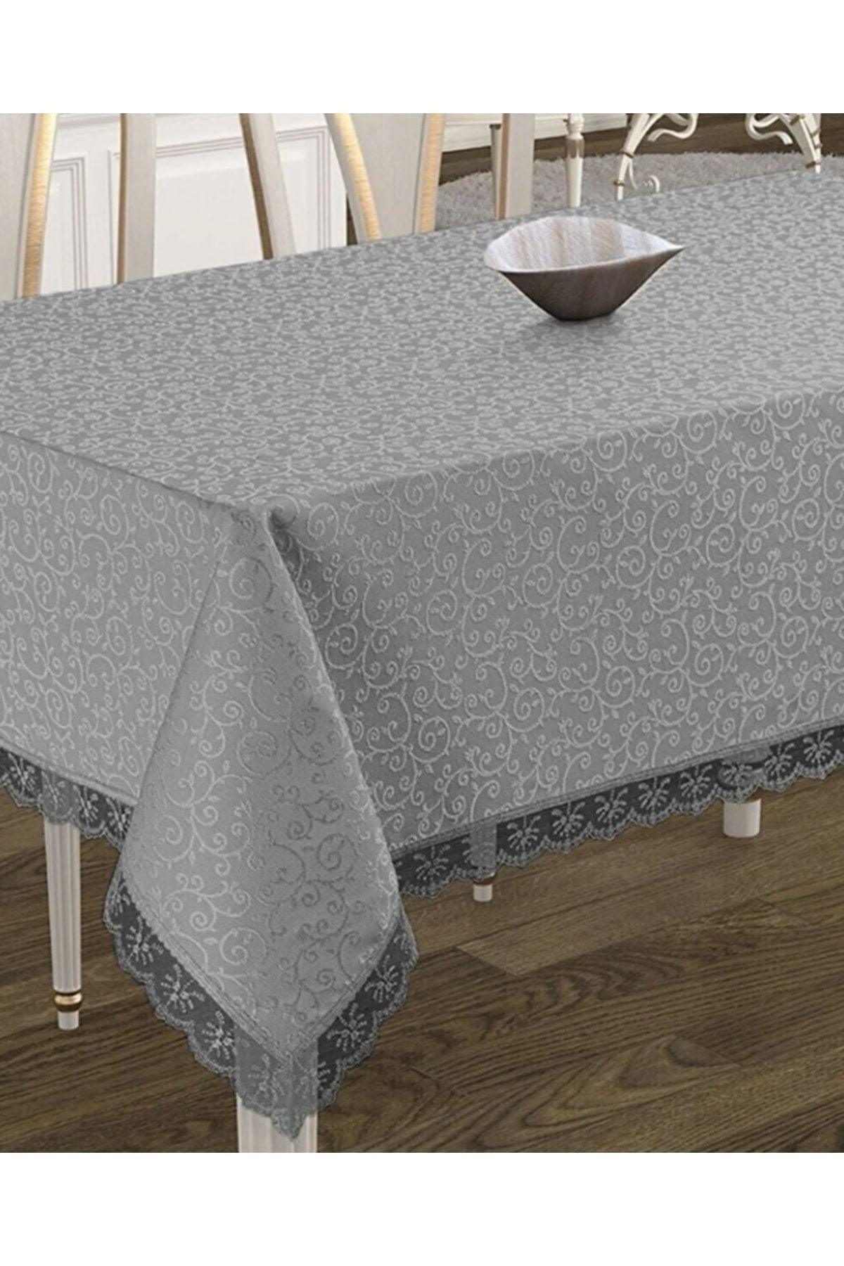 WENESSİ Kdk French Lace Stain-Resistant Tablecloth (Cream) 2