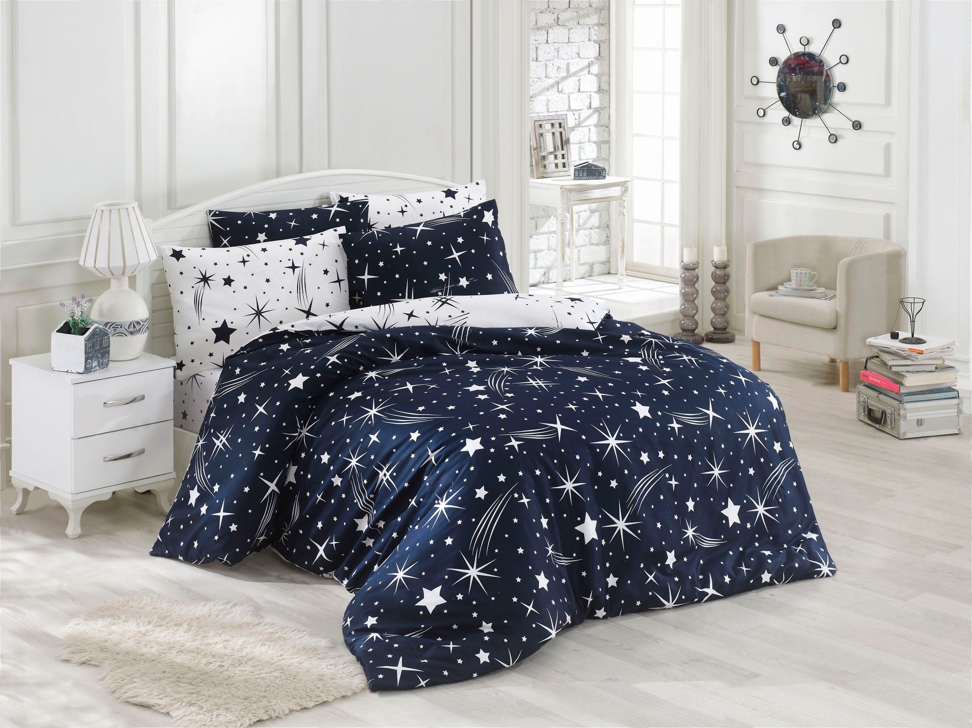 Double Duvet Cover Set Halley - Dark Blue Dark Blue
White 143EPJ4274 1