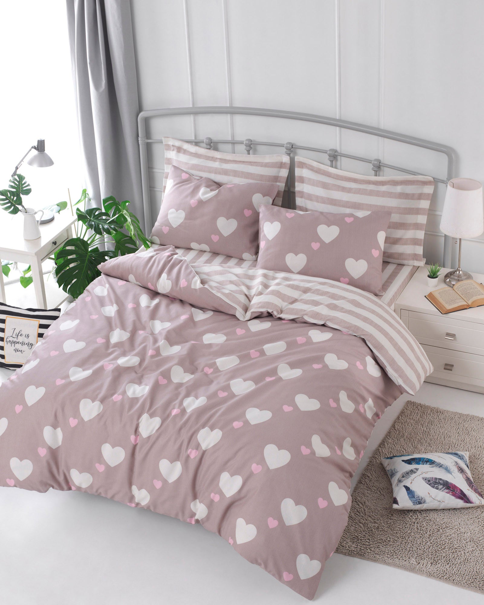 Double Duvet Cover Set Herz - Dusty Rose Dusty Rose
White 143EPJ4814 1