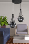 Begüsa Lapis 2-Light Black-Smoke Globe Glass Chandelier 1