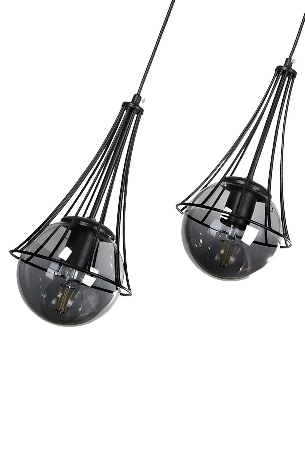 Begüsa Lapis 2-Light Black-Smoke Globe Glass Chandelier 4