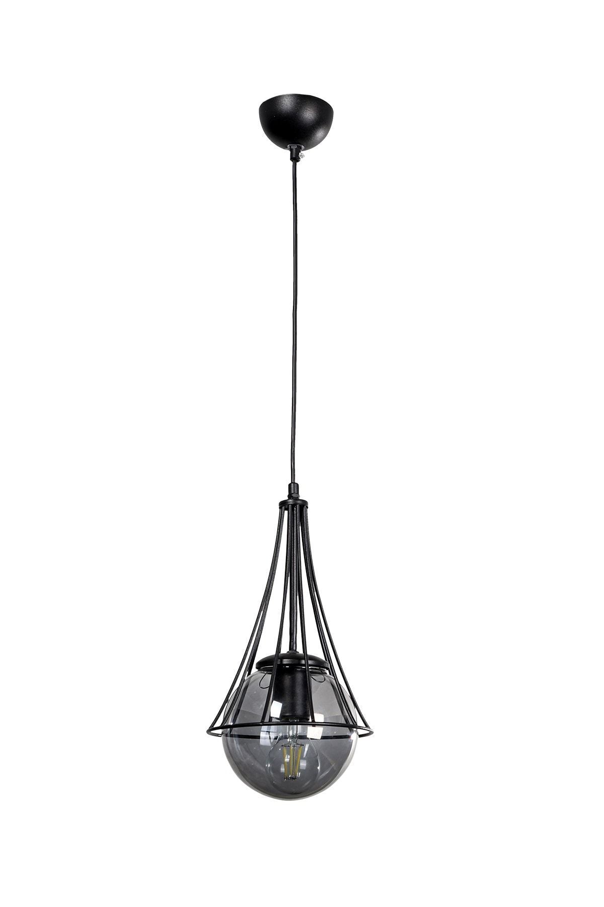 Begüsa Lapis Single Black-Smoked Globe Glass Pendant Light 2