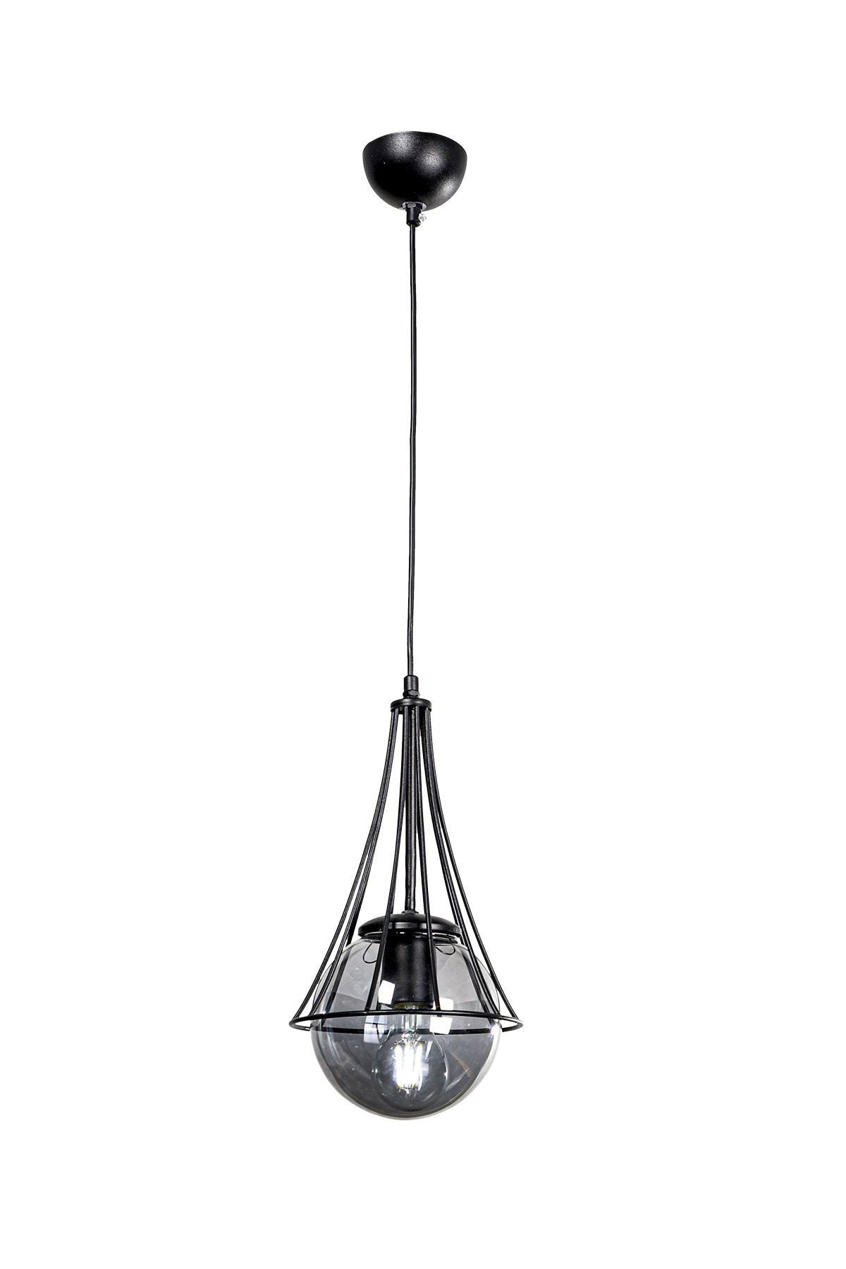 Begüsa Lapis Single Black-Smoked Globe Glass Pendant Light 3