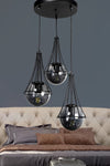 Begüsa Lapis 3-Black-Smoke Globe Glass Chandelier 1