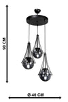 Begüsa Lapis 3-Black-Smoke Globe Glass Chandelier 5