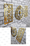 Wooden Factory Time Collection 3 Piece Fero Latin Numeral Decorative Wall Clock Gold 1