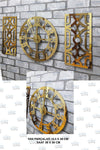 Wooden Factory Time Collection 3 Piece Fero Latin Numeral Decorative Wall Clock Gold 2