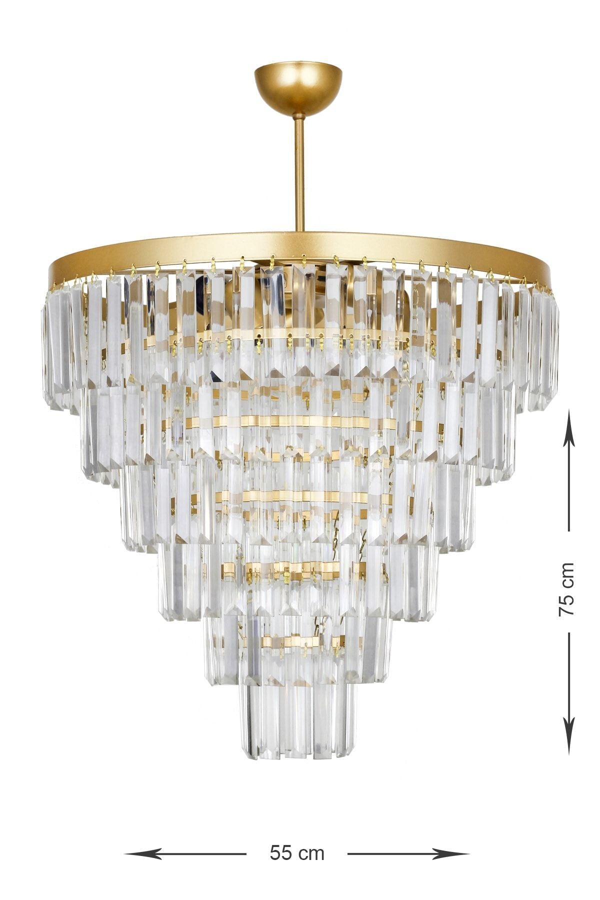 Avizemoda Linsa 55 Cm Crystal Glass Stone Luxury Chandelier - (Gold Gilding) 3