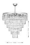 Avizemoda Linsa 55 Cm Crystal Glass Luxury Chandelier - (Silver Gilt) 2