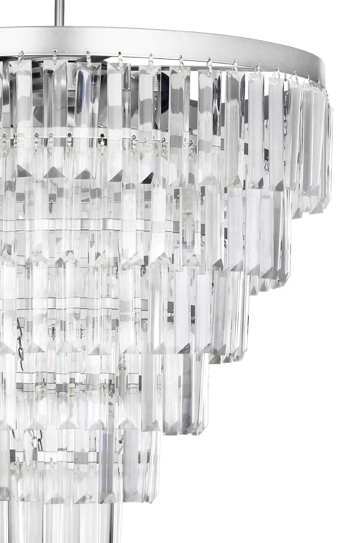 Avizemoda Linsa 55 Cm Crystal Glass Luxury Chandelier - (Silver Gilt) 3