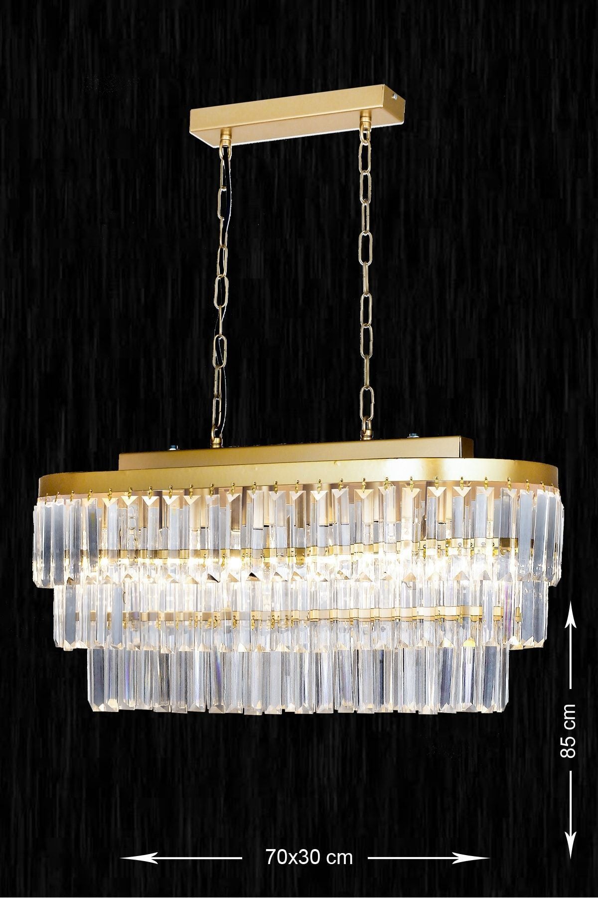 Avizemoda Linsa 70x30 Cm Crystal Glass Stone Dining Table Luxury Chandelier - (Gold Gilding) 2