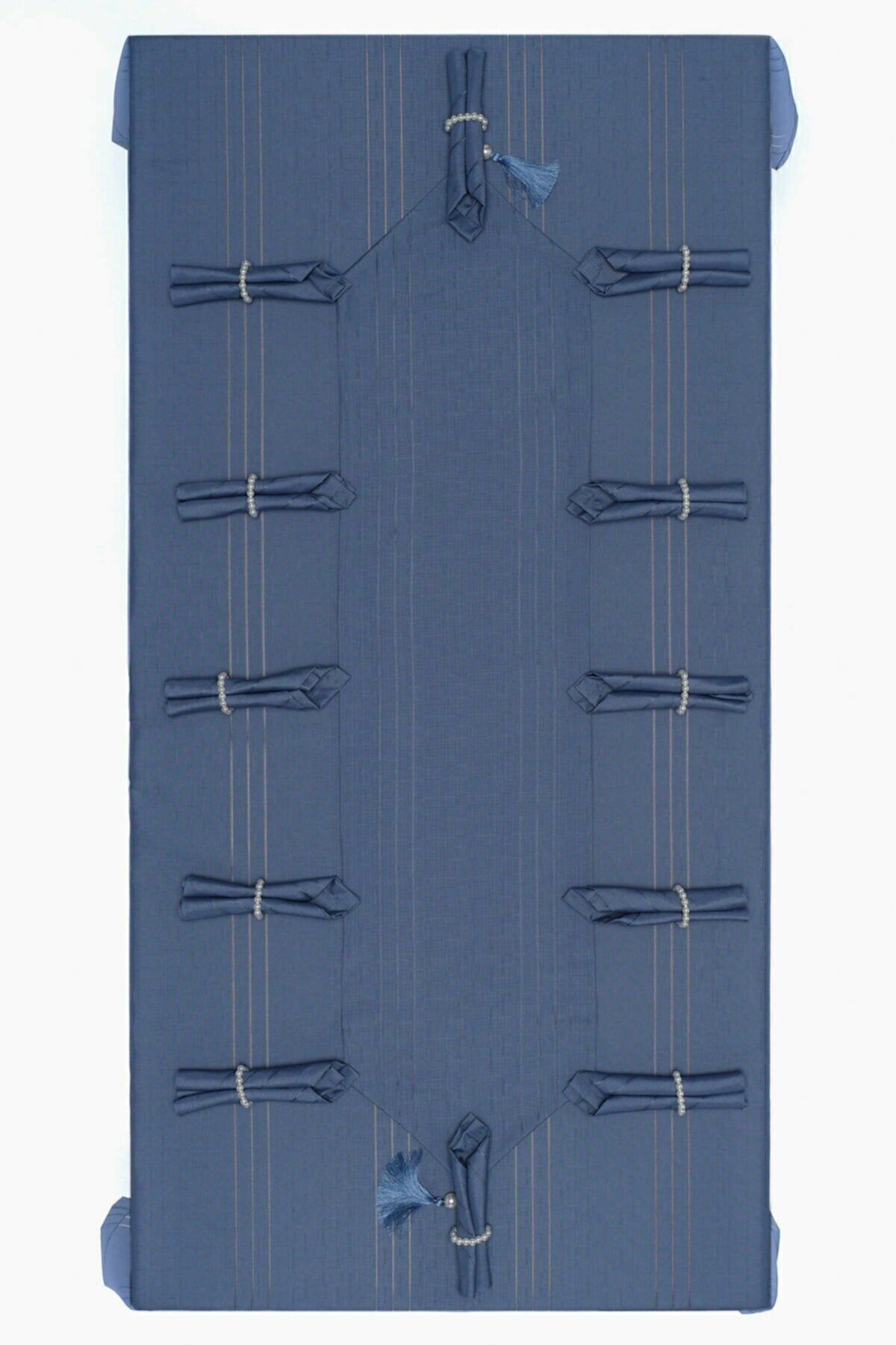 Çeyiz Sokağı Colber Tablecloth Indigo Dining Presentation Set 3