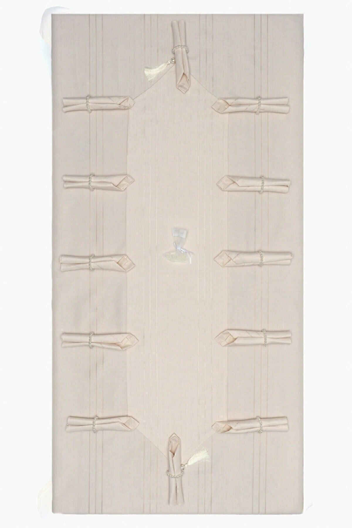 Çeyiz Sokağı Colber Tablecloth Beige Dining Presentation Set 3