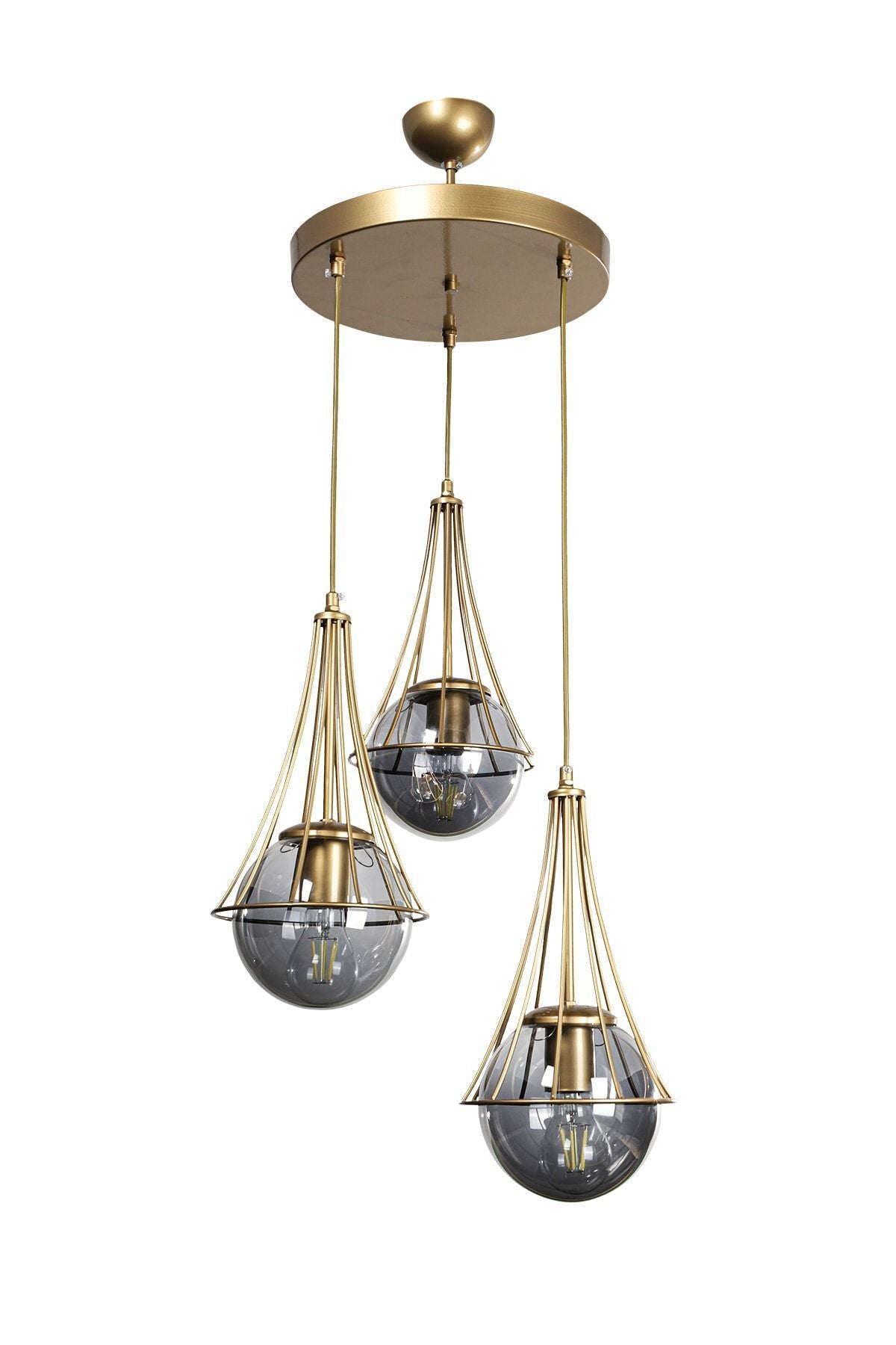 Begüsa Lapis 3-Light Antique-Smoke Globe Glass Chandelier 2