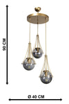 Begüsa Lapis 3-Light Antique-Smoke Globe Glass Chandelier 5