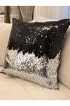 YILMAZHOME Sequin Embroidered Cushion Cover - (Black-Silver) 1