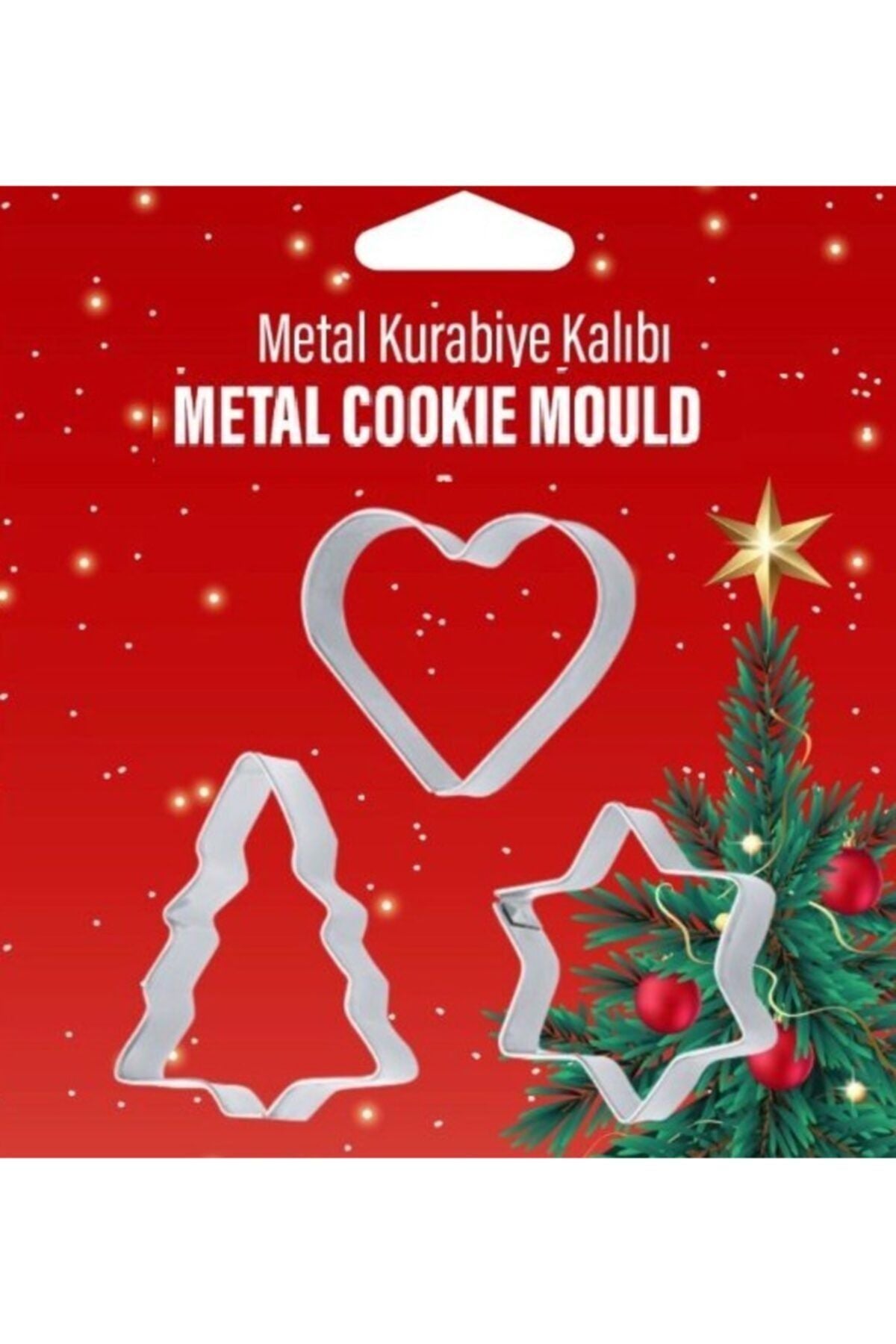 Bayev Metal Christmas Special 3-Piece Cookie Cutter Set Tree Star Heart Merry Christmas 1