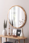 meDDex 58 Cm Round Mirror for Entryway, Hallway, Corridor, Living Room, Kitchen, Bathroom, WC, Office 58 Walnut Mirror 1