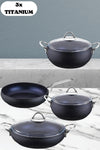 Amboss Aquamarine Diamond Titanium 3x Coated 7 Piece Steel Handle Granite Casserole Set Cast - Aqu-7876 3