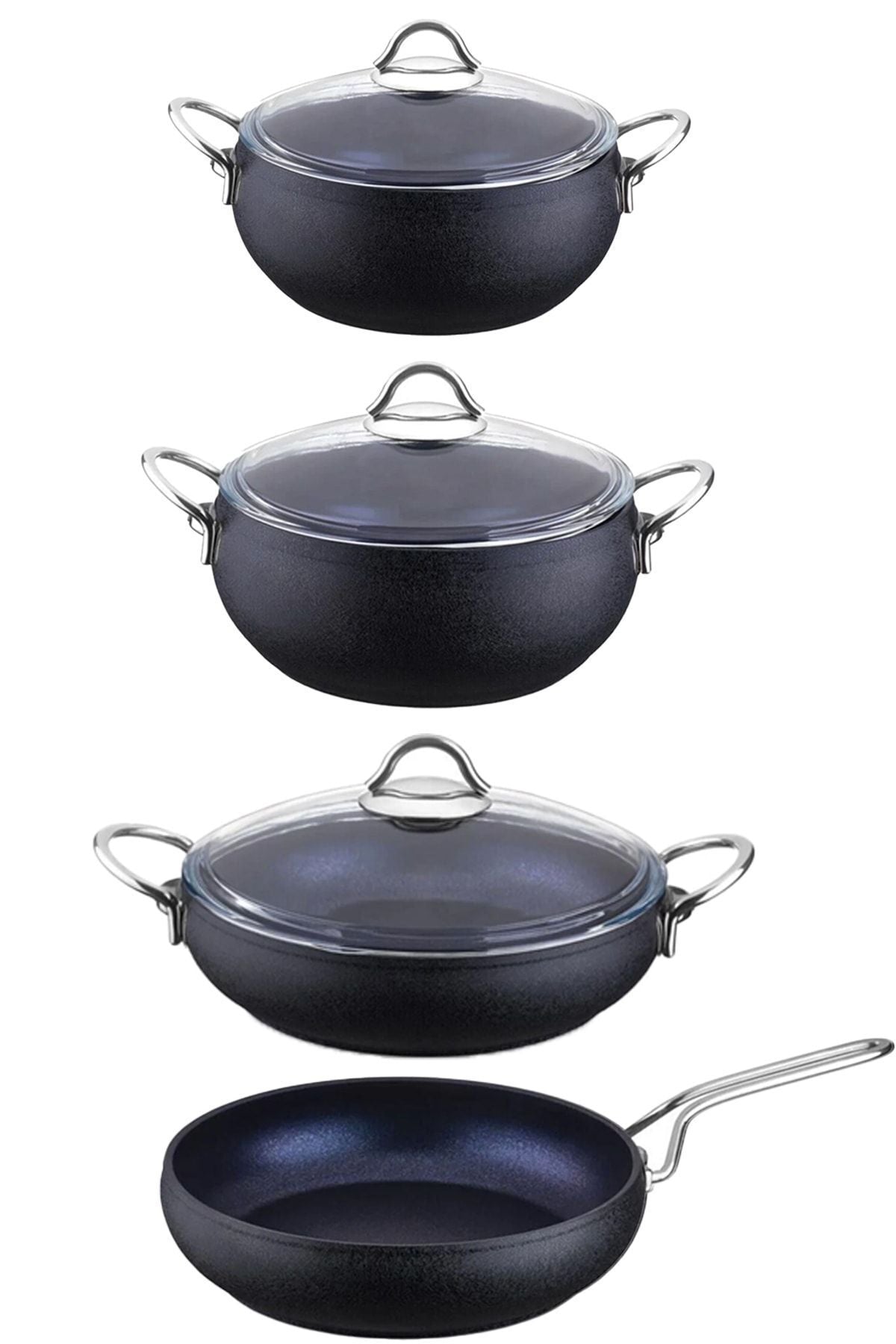 Amboss Aquamarine Diamond Titanium 3x Coated 7 Piece Steel Handle Granite Casserole Set Cast - Aqu-7876 4