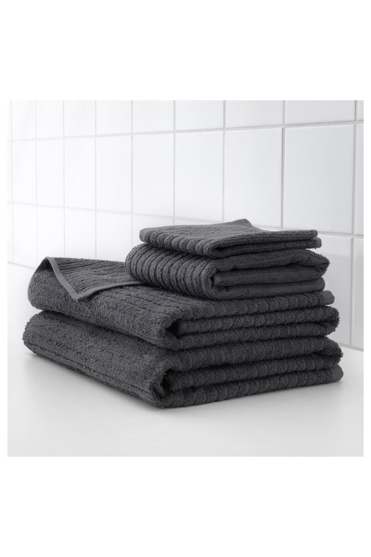 IKEA 4 Piece Hand Towel Set, Dark Grey, 30x30 cm, Cotton 2