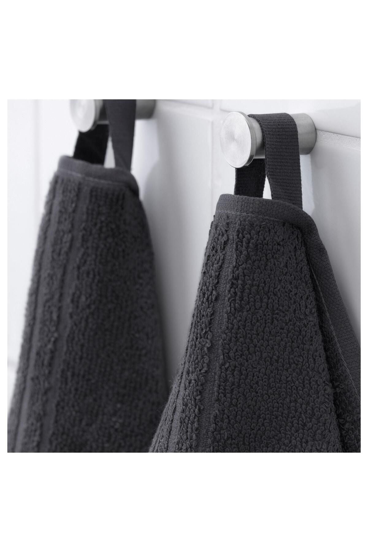 IKEA 4 Piece Hand Towel Set, Dark Grey, 30x30 cm, Cotton 3