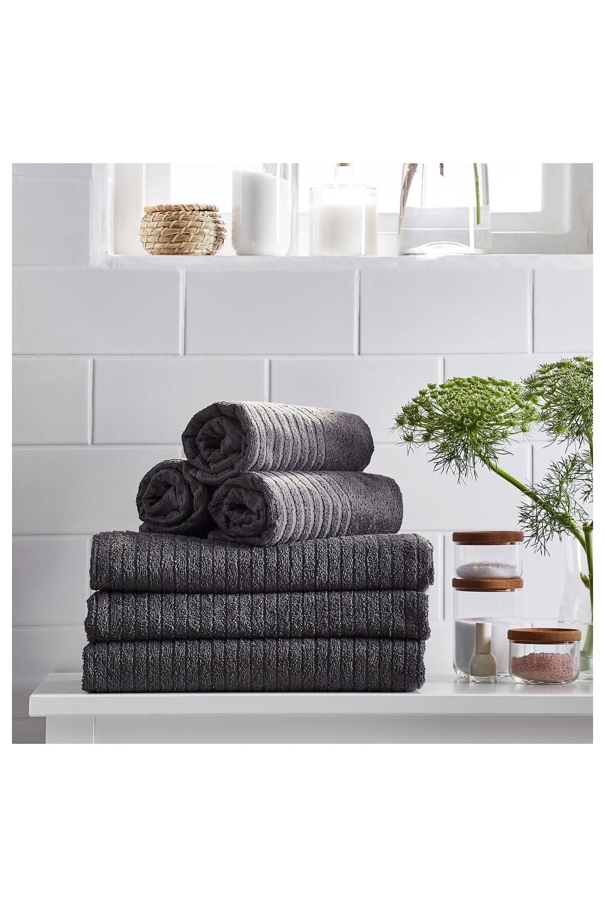 IKEA 4 Piece Hand Towel Set, Dark Grey, 30x30 cm, Cotton 5