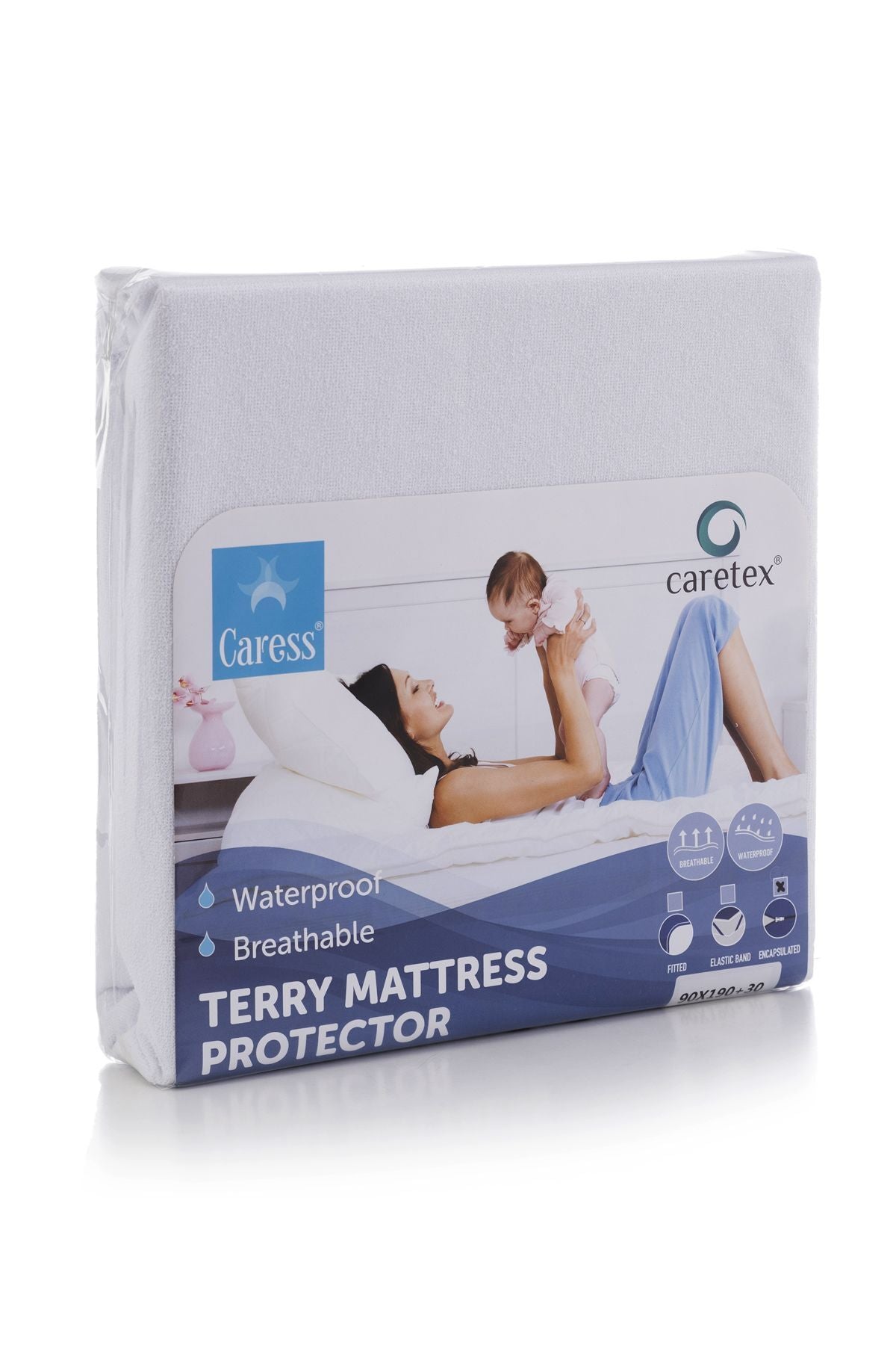 CARETEX Waterproof Fitted Towel Fabric Mattress Protector 3