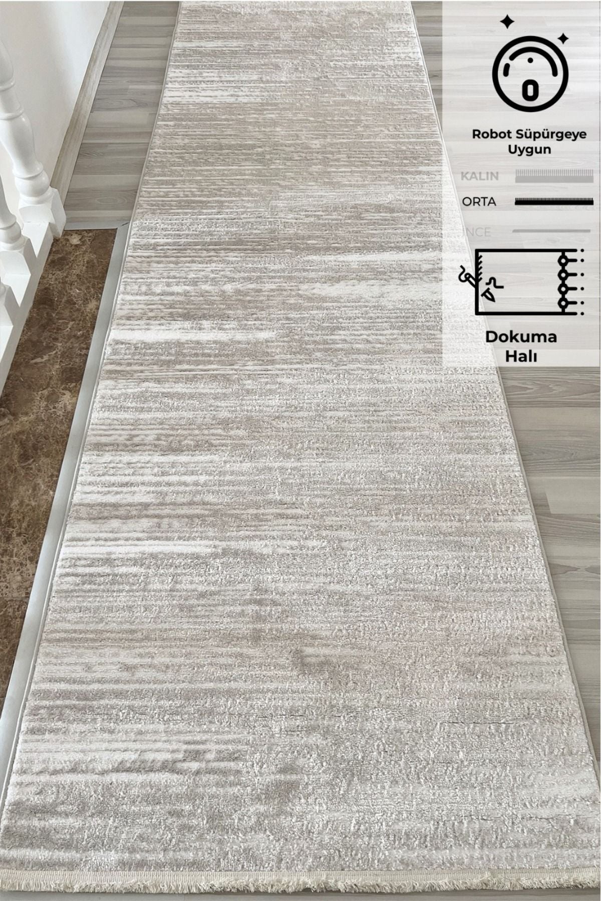 Konfor Halı Konfor Jasmine 1452 Cream Beige Modern Woven Runner Carpet 1