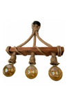 AhşapSepeti Wooden Chandelier Decorative Rope Wooden Chandelier 3 Lights Wooden Pendant Chandelier 1