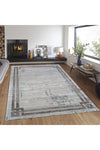 Balat Halı Brown Framed Gray Beige Living Room Carpet 1