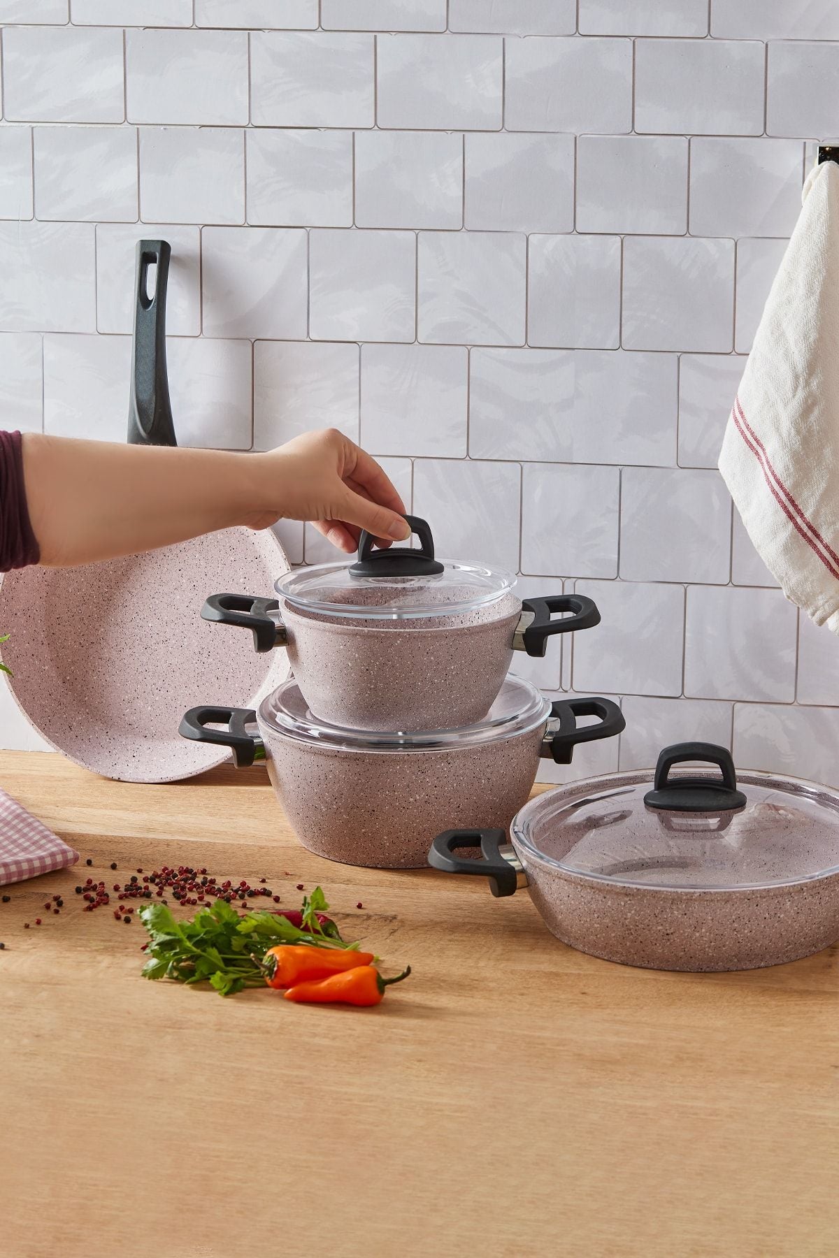 Emsan Oasis-s Lavander 7 Piece Granite Cookware Set 3