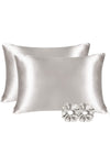 Tinybabyconcept 100% Silk Satin 50x70 Cm 2 Pillowcases & 2 Hair Ties Grey Color 1