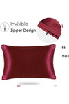 Tinybabyconcept 100% Silk Satin 50x70 Cm 2 Pillowcases & 2 Hair Ties Burgundy Color 3