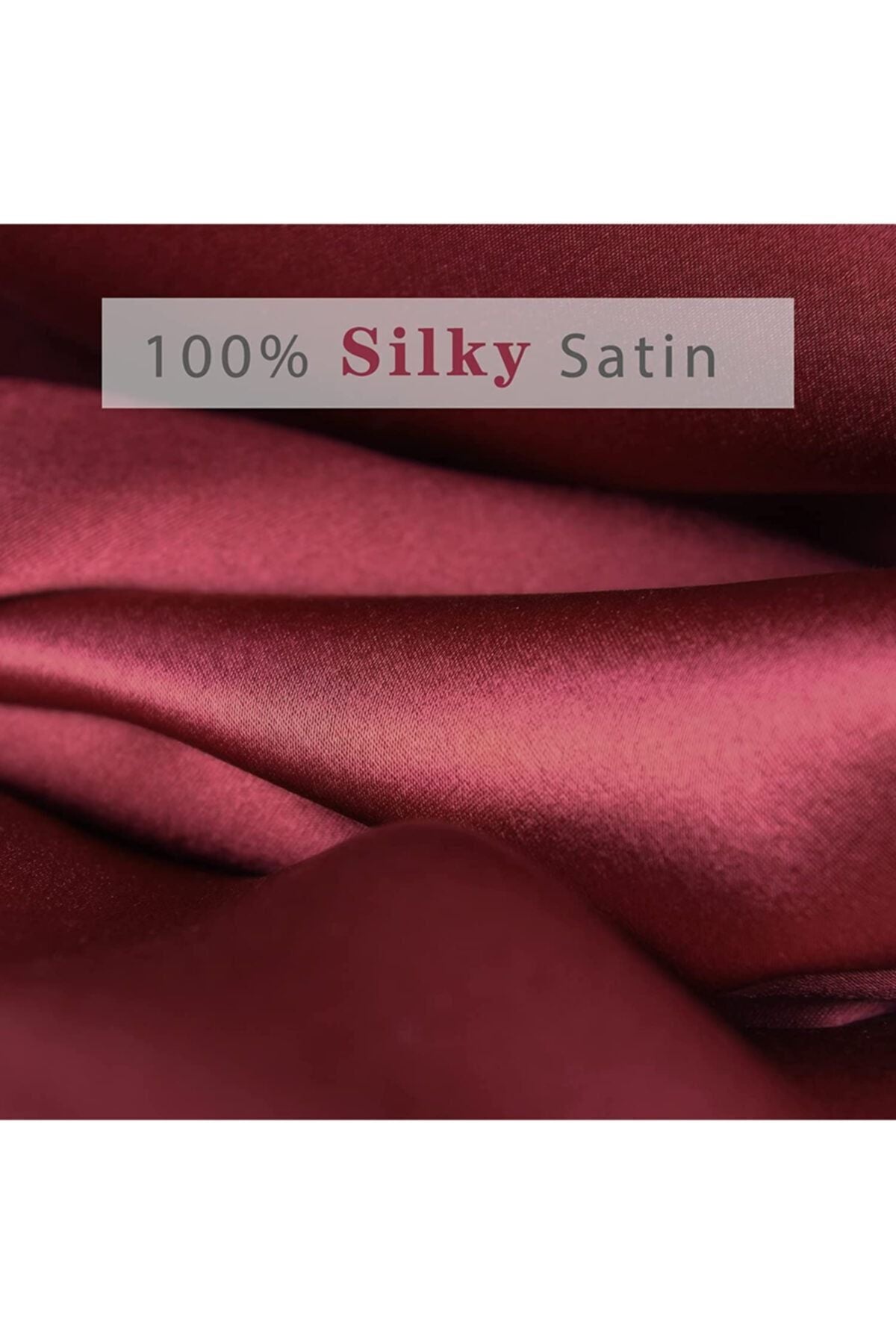 Tinybabyconcept 100% Silk Satin 50x70 Cm 2 Pillowcases & 2 Hair Ties Burgundy Color 4