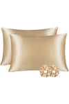 Tinybabyconcept 100% Silk Satin 50x70 Cm 2 Pillowcases & 2 Hair Ties Beige Color 1