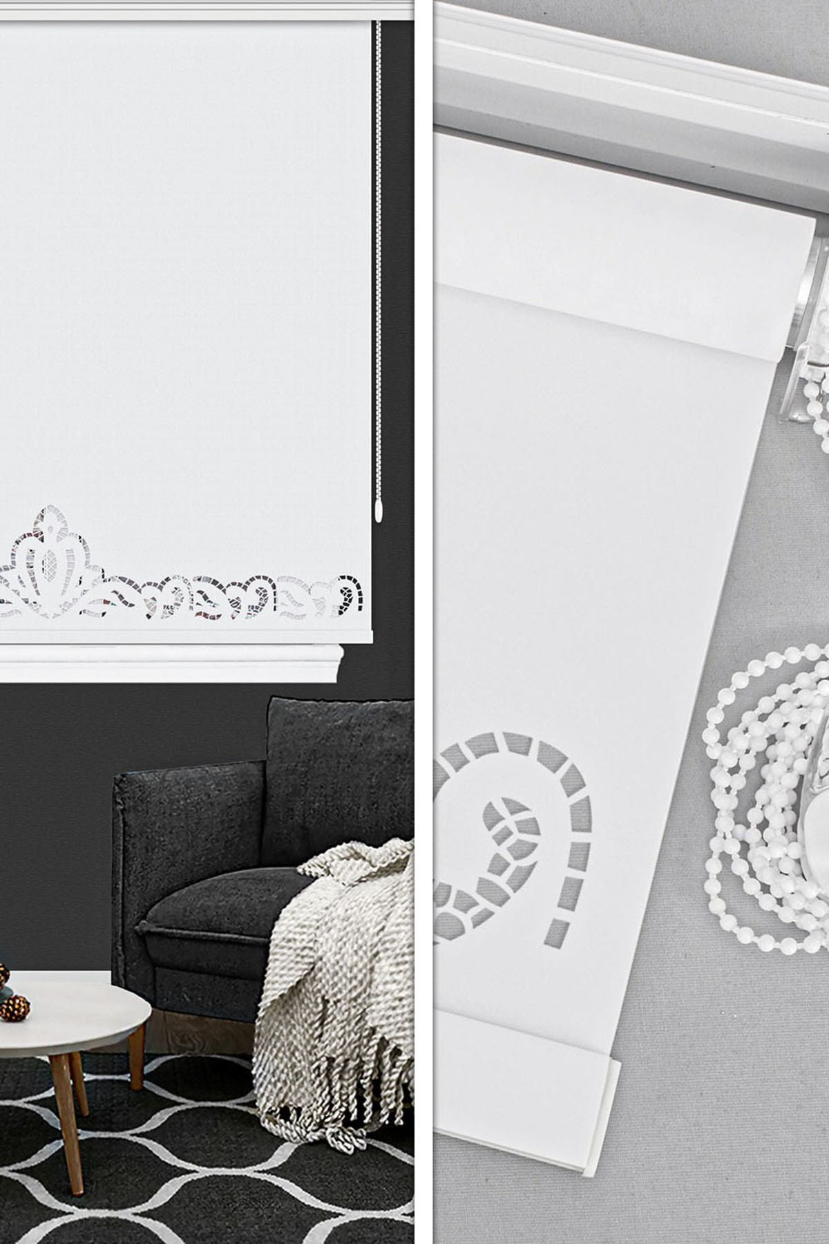 Kozastor Laser Cut Roller Blind White 601e L-303 Luxury Series 1