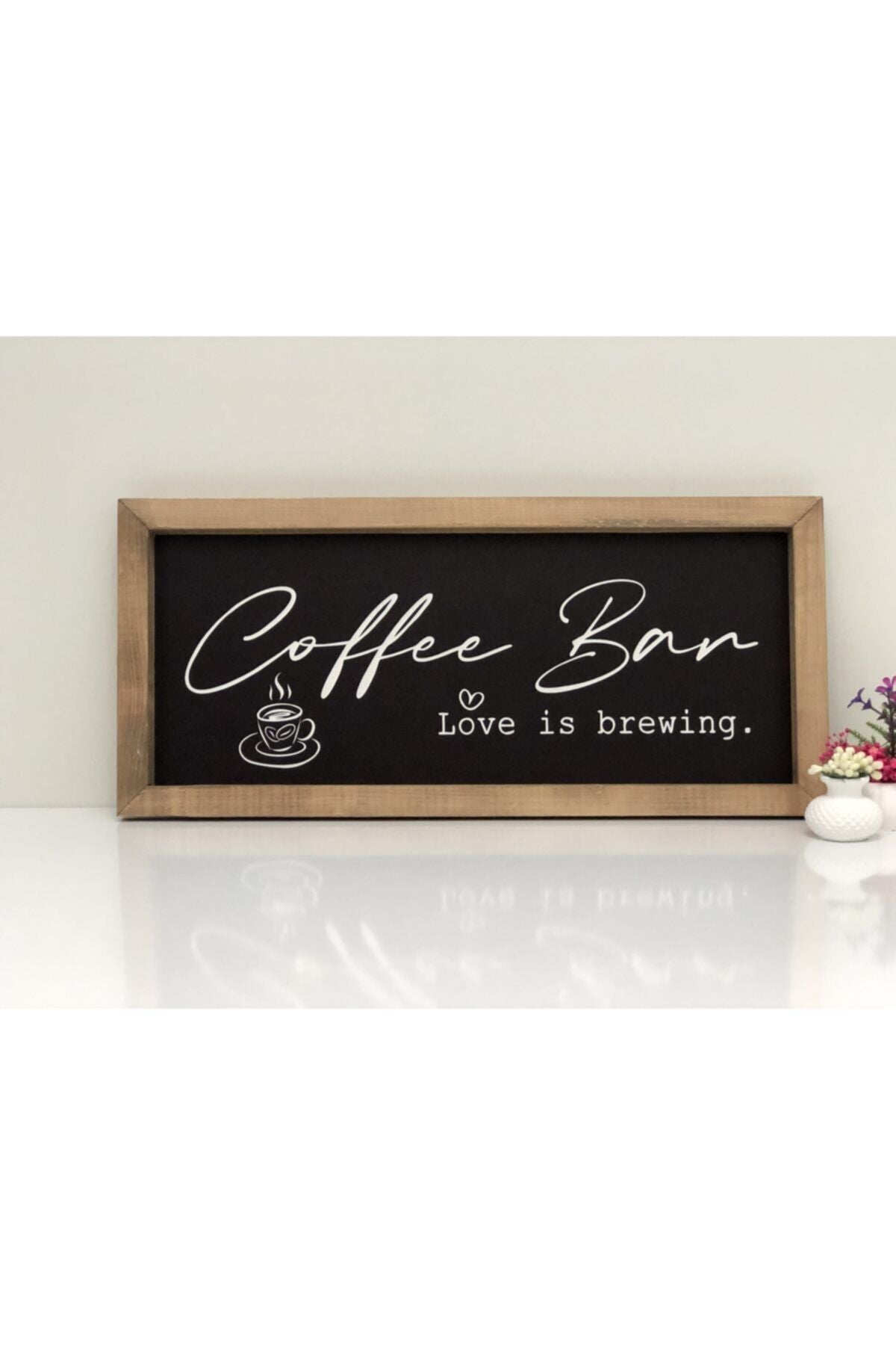 Bihayaldekor Coffee Bar Love Is Brewing Sign Black Background 1