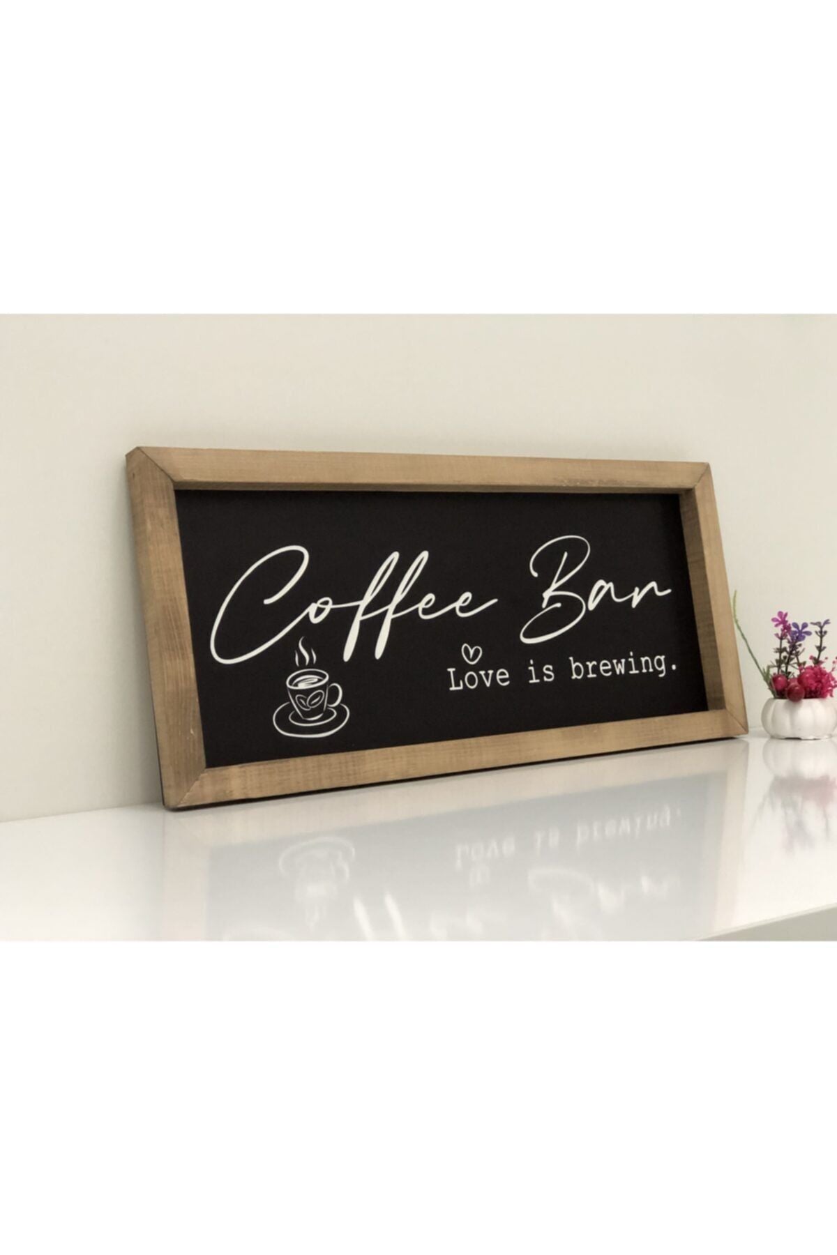 Bihayaldekor Coffee Bar Love Is Brewing Sign Black Background 2