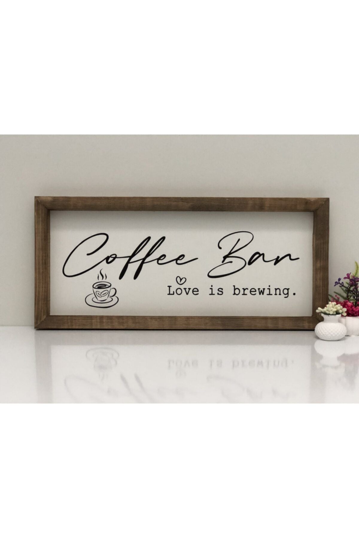 Bihayaldekor Coffee Corner Wooden Framed Coffee Bar Love Is Brewing Table White Background 1