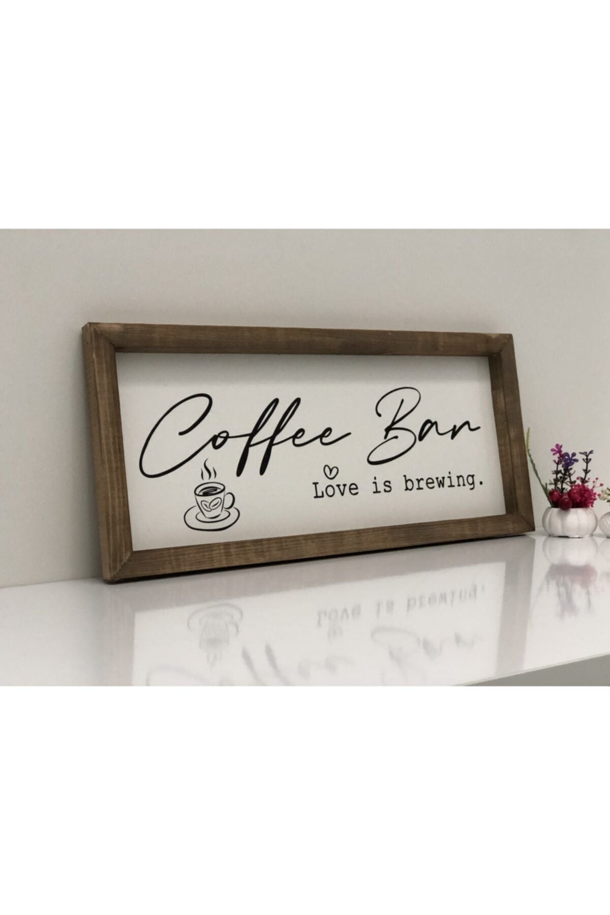 Bihayaldekor Coffee Corner Wooden Framed Coffee Bar Love Is Brewing Table White Background 2