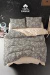 Casa Carina Ranforce Double Bed Fitted Sheet Duvet Set Labyrinth Stone 1