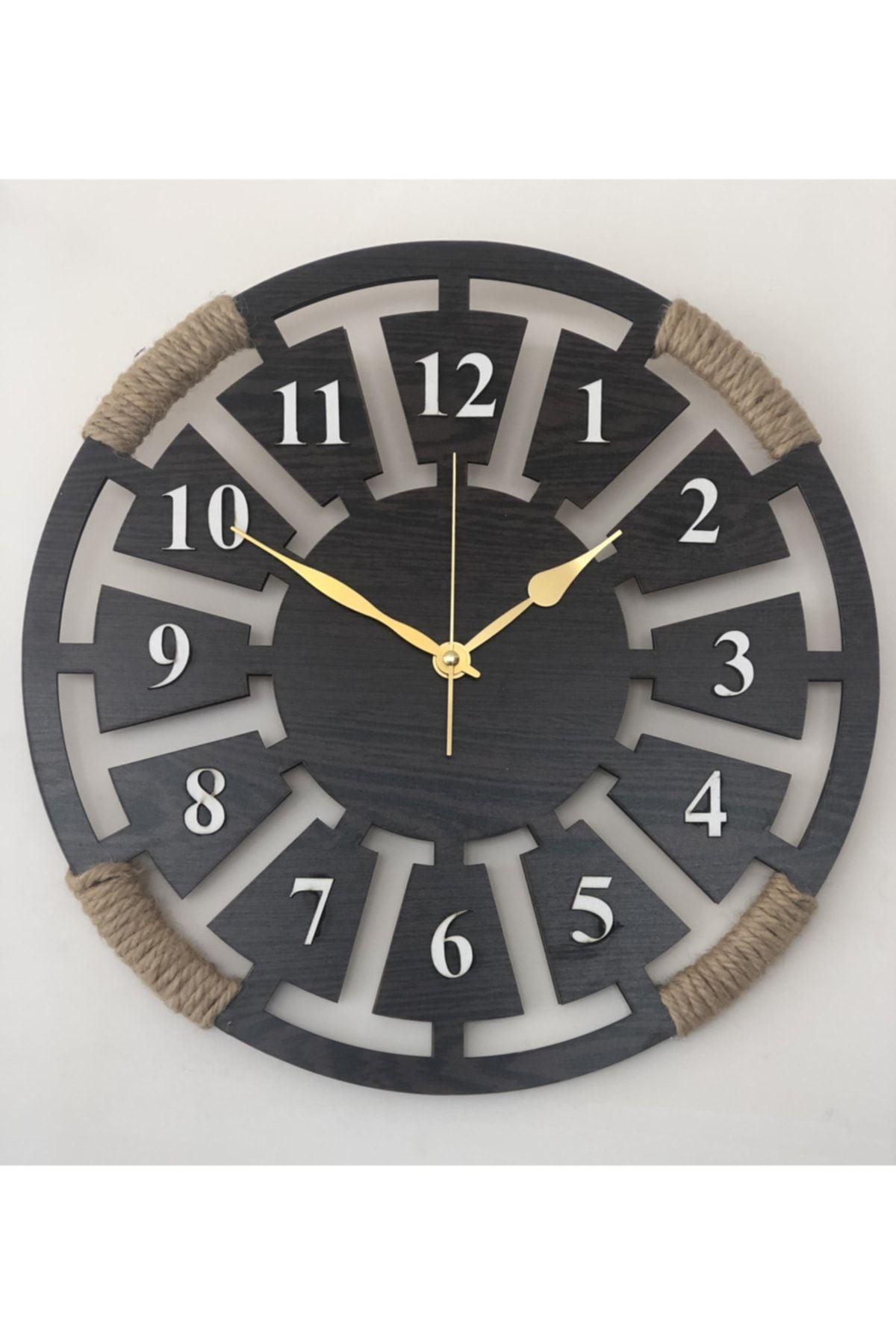 MOD Decorative Wooden 3D Wall Clock - Wicker Rope - Wenge Color 1